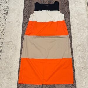 Vibrant Sleeveless Color Block Midi Dress